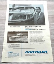 Chrysler Marine Engines 1958 Vintage Print Ad Colonial Boats Recommends - $19.99