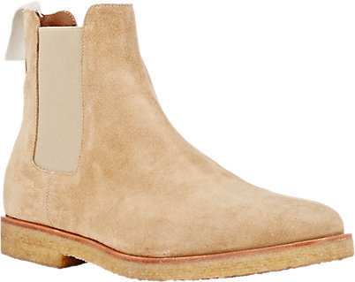 New Men's Handmade Beige Chelsea Dress Color Suede Ankle High Boots