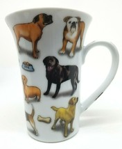 Vtg 2009 Paul Cardew England Coffee Cup Mug Man&#39;s Best Friend Dogs Tall 16 Oz - £10.16 GBP