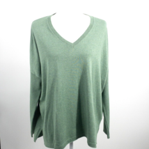 J Jill Oversized Sweater Green Pullover V Neck Bat Winge - £19.09 GBP