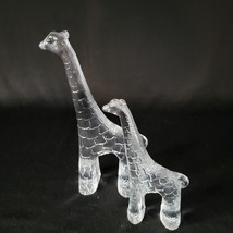 Pair Large &amp; Small 70s Bertil Vallien Boda Zoo Series Sweden Art Glass Giraffe - £62.75 GBP