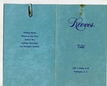 Reeves Restaurant Menu F Street Washington DC 1950&#39;s Polio Prevention  - $49.45