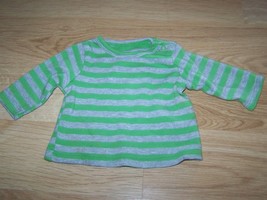 Size 3-6 Months Disney Baby Green &amp; Grey Gray Striped Long Sleeve Shirt ... - £7.19 GBP