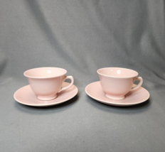 LuRay Pastels Cup &amp; Saucer Footed Pink Vintage Taylor Smith Taylor Set of 2 MCM - £5.42 GBP