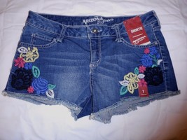 Women&#39;s Juniors Arizona Shorts Shortie Road Trip Size 1 NEW Embroidered Flowers - £14.10 GBP