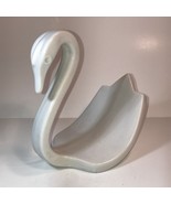 White Ceramic Swan - Bathroom Towel Washcloth Holder MCM 6.75&quot; Tall - 7&quot;... - £9.10 GBP