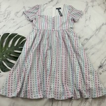 Modcloth Fabulous Fit and Flare Shirt Dress Size 16 New White Pink Stripe Retro - £45.49 GBP