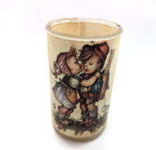 Vintage Crysto&#39; Glass Sugar Frosted - CANDLE JAR Hummel Girl kissing boy - £14.96 GBP