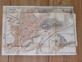 1913 ORIGINAL ANTIQUE CITY MAP OF MALAGA / SPAIN - £19.83 GBP