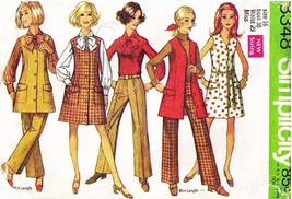 Misses&#39; Dress Or Jumper, Blouse &amp; Pants Vtg 1969 Simplicity Pattern 8348 Sz 16 - £9.59 GBP
