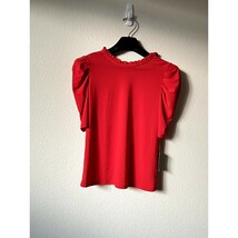 CeCe Red Ruffle Neck Puff Sleeve Top S NWT | Flawed Button | Feminine Style - $20.00