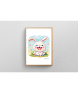 Bunny Poster, Children's Decoration Safari, Children's Playroom Art, Jungle Art - $5.80