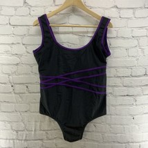 Catalina Swim Suit Womens Sz 1X One Piece Black Purple Trim - £14.24 GBP