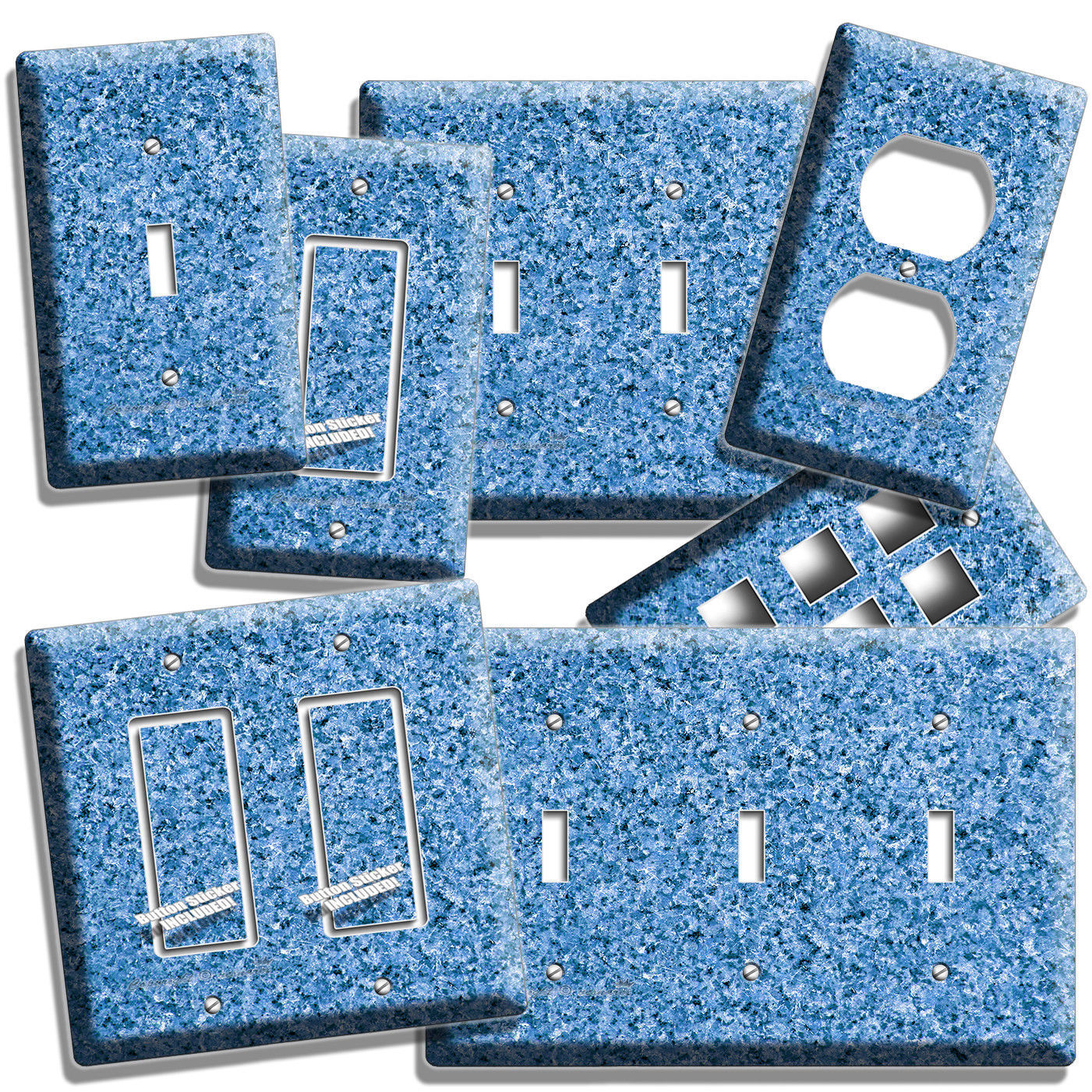BLUE GRANITE LOOK LIGHT SWITCH OUTLET WALL PLATE ROOM ART KITCHEN BATHROOM DECOR