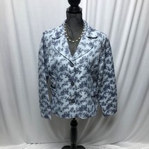 Relativity Jacket Womens XL Blue Floral Lined Three Button Blazer - £13.56 GBP