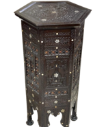 Handmade Wooden End Table Carving Wood Table Home Decor Mother of Pearl Inlay - £2,389.05 GBP
