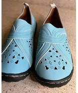 J&#39;Adior Womens Sz 5/6 Shoes Blue Light Sky Blue, Grip Bottoms Slip On Cu... - $27.17 CAD