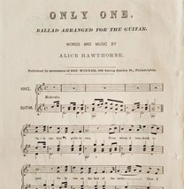 1868 Sheet Music Victorian Era Only One By Alice Hawthorne Guitar Peterson&#39;s  - £31.87 GBP