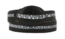Kids Black Western Belt Cowboy Wear Stingray Pattern Leather Rodeo Buckle - $19.99