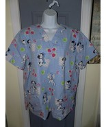 Disney&#39;s Dalmatian Plaid Scrub Top Size L Women&#39;s EUC - £14.35 GBP