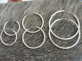 Beautiful Silver Hoops Earrings,  3 Pairs, 3 Sizes, 3 Sets - £10.88 GBP
