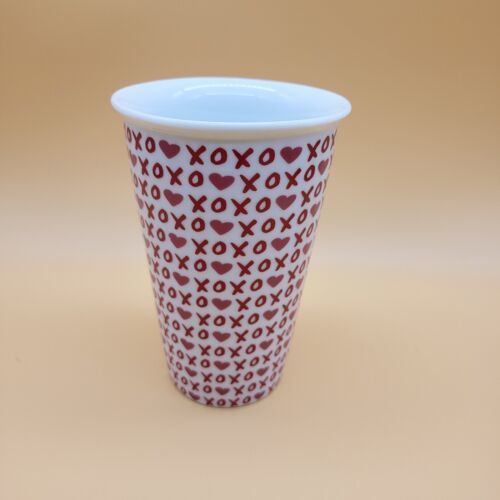 Hearts XOXO Coffee Mug Cup Jeanetta Gonzales Love Red White Valentine - £8.25 GBP