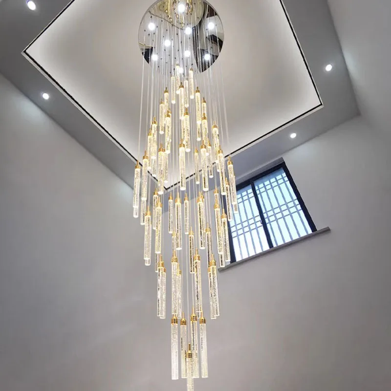 Modern home decoration crystal chandelier, stair Pendant lamp, living room - $204.37+