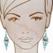 Vintage Silk Bohemian Dangle Earrings, Hand Threaded Pastel Teardrop - £20.11 GBP