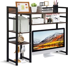 Yeiboofu Desktop Bookshelf, 2-Tier Multipurpose Wood Bookcase For, Brown - £111.10 GBP