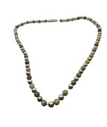 Artisan Necklace Stone Beaded Earth Tone Colors Silver Tone Spacers 24&quot; ... - £11.75 GBP