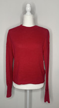 Abound NWT Women&#39;s Red S Long Sleeve Drop Shoulder Cotton Blend Knit Swe... - $12.77