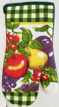 1 Printed Kitchen Jumbo Oven Mitt 13&quot; Bright Fruits With Dark Green Back Home - £12.63 GBP