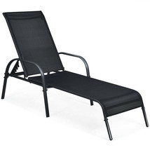 Adjustable Patio Chaise Folding Lounge Chair with Backrest-Black - Color... - £162.00 GBP
