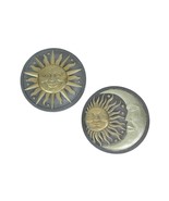 Set of 2 Celestial Smiling Sun and Moon Cement Stepping Stones 10 Inch D... - £38.98 GBP
