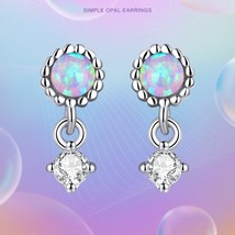 925 Sterling Silver Round Beads Opal Love Heart Bear Ear Buckles Stud Earrings F - £19.89 GBP