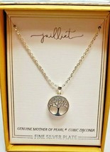 Kohl&#39;s Juilliet Silver Plate Tree Of Life Mother Of Pearl Silver Necklace New - £21.29 GBP