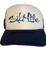 Salt Life Live Salty Men&#39;s Trucker Hat Adjustable Snap Back White Black One Size - £14.00 GBP