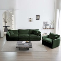 Green Chenille Sectional Sofa Set, Deep Seat - £760.15 GBP