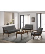 Iven Grey Mid-Century Wood Arm 4Pc Living Room Set - £1,048.78 GBP