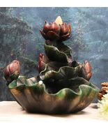 Ebros Zen Lotus Blossom Backflow Incense Cone Burner Tower Statue 4.25&quot;Tall - $492.62 MXN