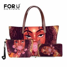 2022 Stylish Handbags African Queen American Women Art Design Tote Bag Shoulder  - £63.46 GBP