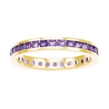 1CT Simulated Amethyst Eternity Wedding Band Ring 14k Yellow Gold Plated Silver - £47.52 GBP