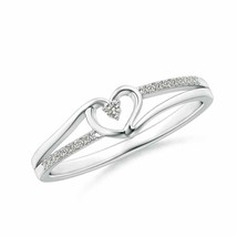 Round Diamond Split Shank Heart Promise Ring in Silver Ring Size 7 - $151.05