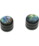 Black Set of 2 Push on Fit Abalone Top Guitar Knobs Dome Knobs Bass Knob... - £15.56 GBP