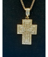 Men/Woman 18k Gold Plated Cross Pendant Crystal Necklace W/stainless ste... - £10.84 GBP