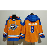 Men&#39;s Oklahoma City Thunder #8 Jalen Williams Orange Blue Lace-Up Pullov... - €64,81 EUR
