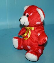 Puli Intl Teddy Bear 8&quot; Red Plush Pink Polka Dot Stuffed Yellow Bow Soft... - $9.95