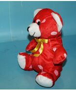 Puli Intl Teddy Bear 8" Red Plush Pink Polka Dot Stuffed Yellow Bow Soft... - $8.32