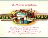 A Merrie Christmas Ice Skating Frozen Pond Poem 1925 DB Postcard I7 - £3.95 GBP