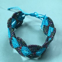 Estate Wide Turquoise Thread &amp; Tiny Purple Aurora Borealis Bead Overlapping Circ - £13.37 GBP